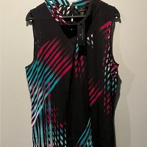 Stylish Black and Pink Sleeveless Top